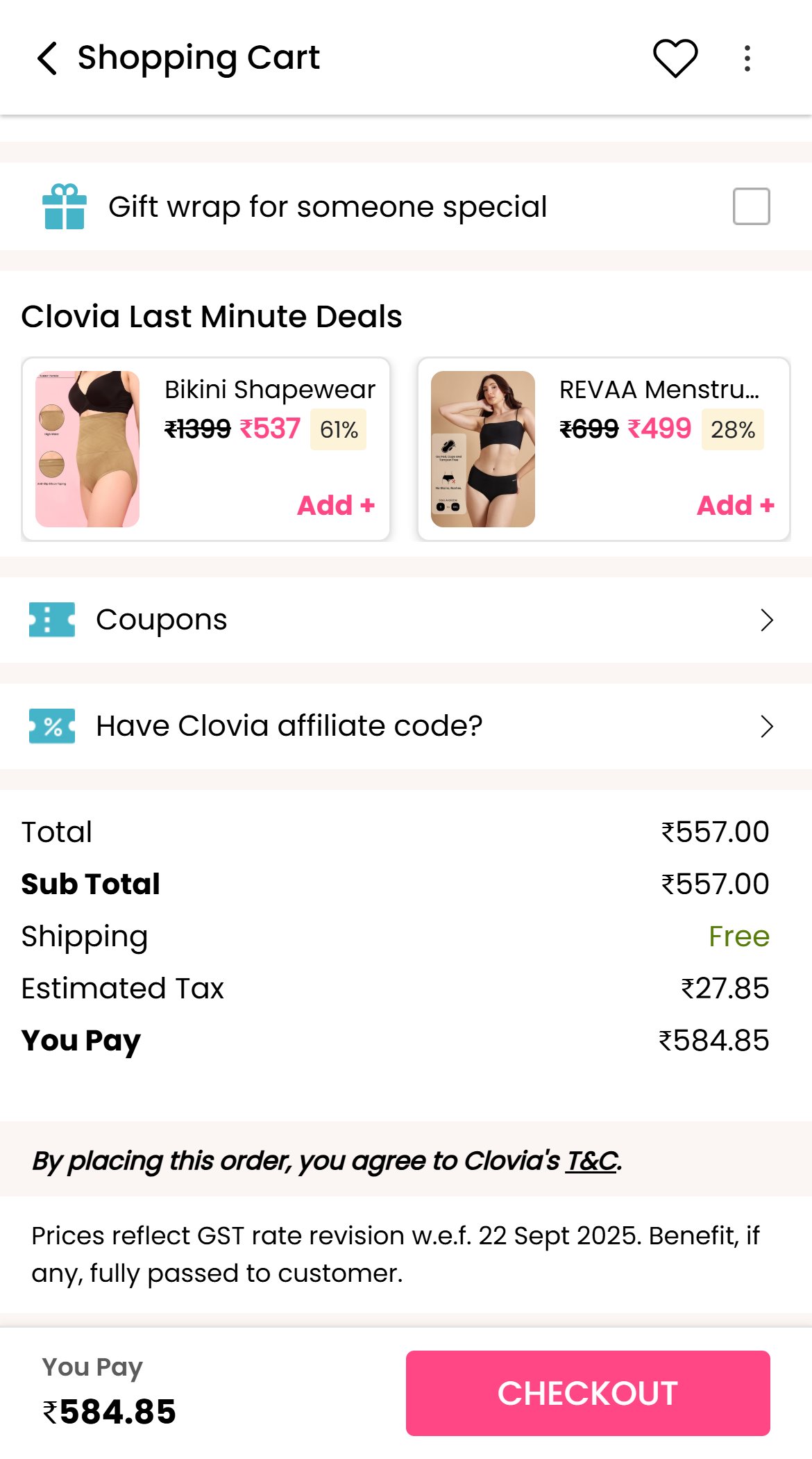 Clovia — Mobile